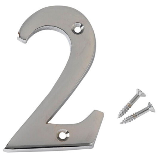 Chromed Brass Numeral, 50mm Number 2