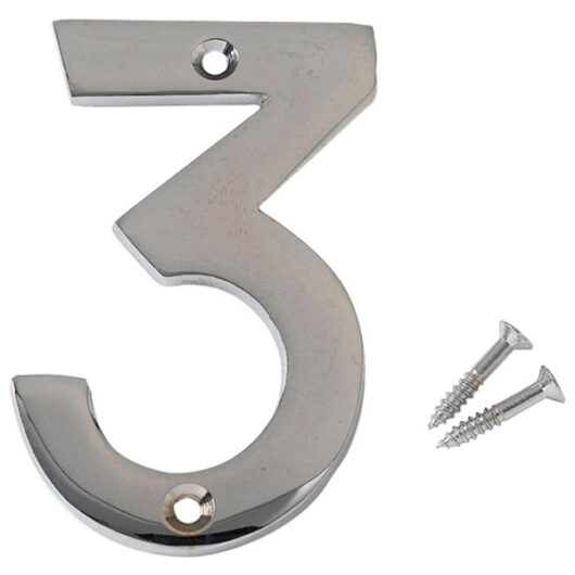 Chromed Brass Numeral, 50mm Number 3