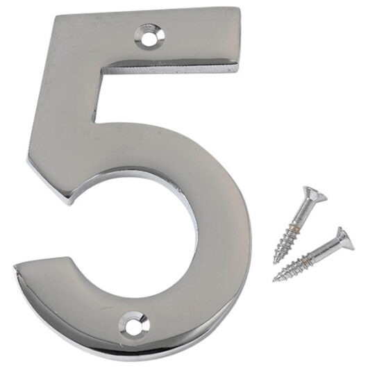 Chromed Brass Numeral, 50mm Number 5