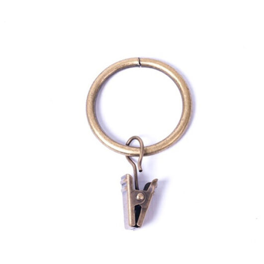 Curtain Pole Rings, Antique Brass with Alligator Clip, Inner Dimension 30mm (12 Pack)