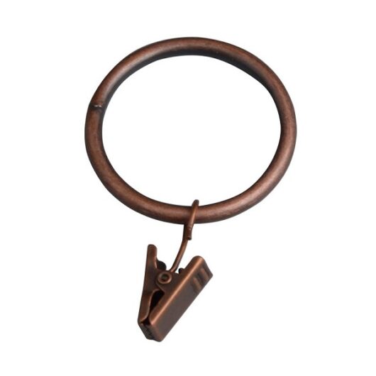 Curtain Pole Rings, Antique Copper with Alligator Clip, Inner Dimension 37mm (12 Pack)