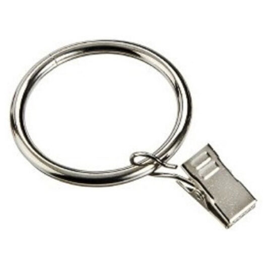 Curtain Pole Rings, Bright Chrome with Alligator Clip, Inner Dimension 40mm (12 Pack)