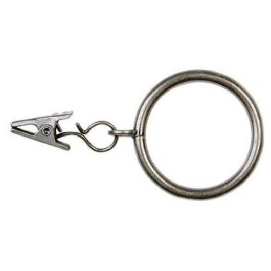 Curtain Pole Rings, Matt Nickel with Alligator Clip, Inner Dimension 30mm (12 Pack)