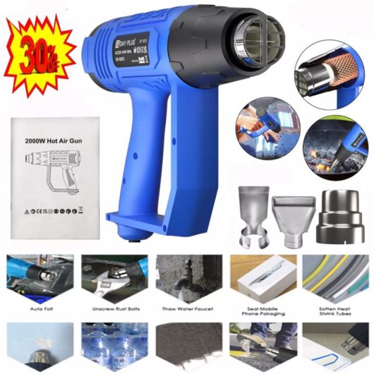 Day Plus - 2000W Professional Electronic Hot Air Heat Gun Paint Stripper with 3 Nozzle Tool