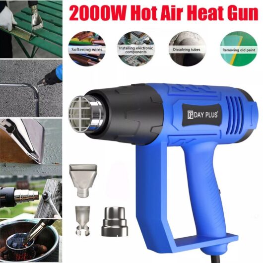 Day Plus - Heat Gun + 3 Nozzles for Crafts pvc Shrinking Phone Repairing & Paint Stripping