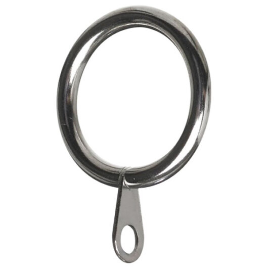 Fixed Eye Curtain Pole Rings, Bright Chrome Metal, Inner Dimension 50mm (10 Pack)