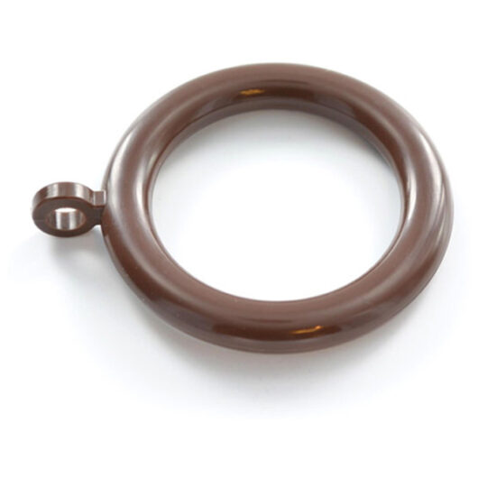 Fixed Eye Curtain Pole Rings, Dark Brown Plastic, Inner Dimension 35mm (10 Pack)