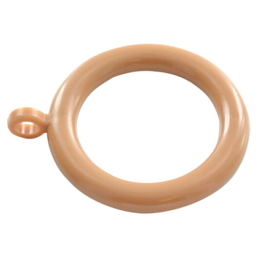 Fixed Eye Curtain Pole Rings, Light Brown Plastic, Inner Dimension 35mm (10 Pack)