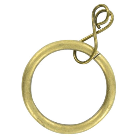 Loose Eye Curtain Pole Rings, Antique Brassed Metal, Inner Dimension 35mm (To Fit Poles up to 28mm Diameter) (6 Pack)