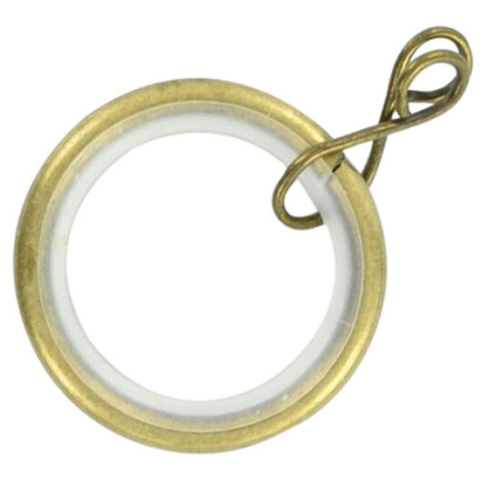 Loose Eye Silent Curtain Pole Rings, Antique Brassed Metal, Inner Dimension 32mm (To Fit Poles up to 28mm Diameter) (6 Pack)