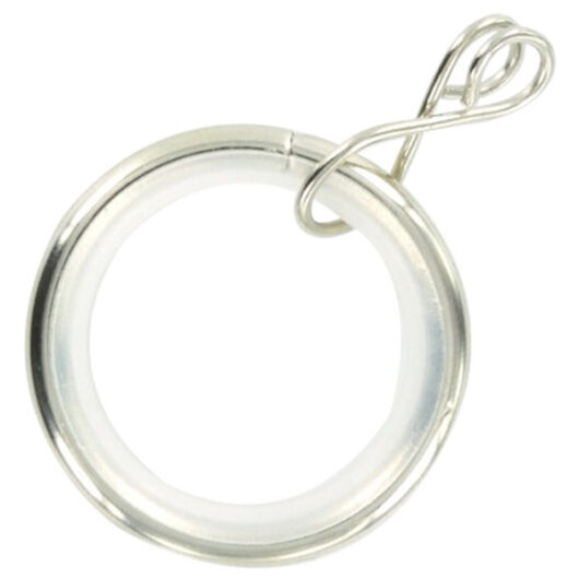 Loose Eye Silent Curtain Pole Rings, Chromed Metal, Inner Dimension 32mm (To Fit Poles up to 28mm Diameter) (6 Pack)