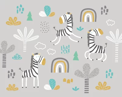 Origin Murals Mural Dancing Zebras Large MUR217L