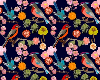 Origin Murals Mural Floral Birds Medium MUR133M