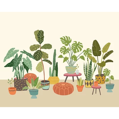 Origin Murals Mural Houseplant Pots Large MUR277L