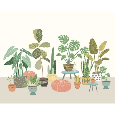 Origin Murals Mural Houseplant Pots Medium MUR276M
