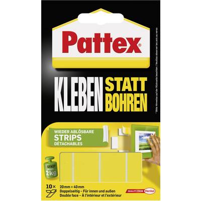 Pattex PXMS1 PXMS1 Double sided adhesive strips (L x W) 40 mm x 20 mm 10 pc(s)
