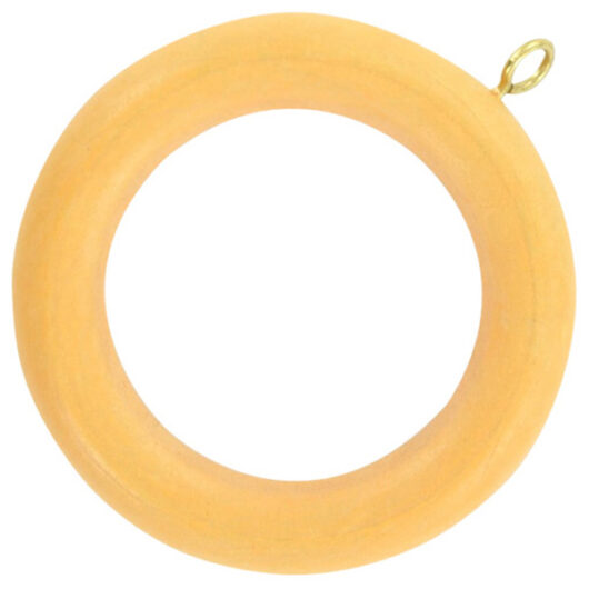 Screw Eye Curtain Pole Rings, Light Brown Wood, Inner Dimension 45mm (To Fit Poles up to 40mm Diameter) (6 Pack)