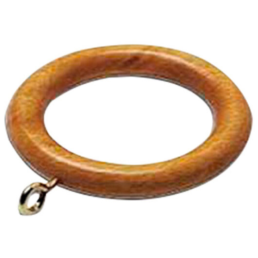Screw Eye Curtain Pole Rings, Medium Brown Wood, Inner Dimension 45mm (To Fit Poles up to 40mm Diameter) (6 Pack)