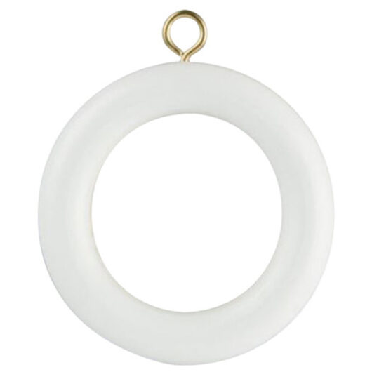 Screw Eye Curtain Pole Rings, White Wood, Inner Dimension 45mm (To Fit Poles up to 40mm Diameter) (6 Pack)
