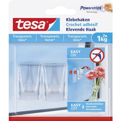 tesa Large adhesive hooks Transparent Content: 2 pc(s)