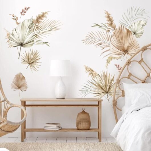 1 pcs Palm Leaf Wall Stickers Tropical Plant Wall Sticker Bedroom Living Room Office Wall Decoration - Csparkv