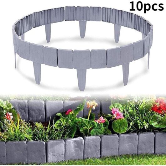 10pcs Garden Fence Edging Folding Landscape Imitation Stone Plastic Garden Fence Lawn Fence Panel diy Ornaments