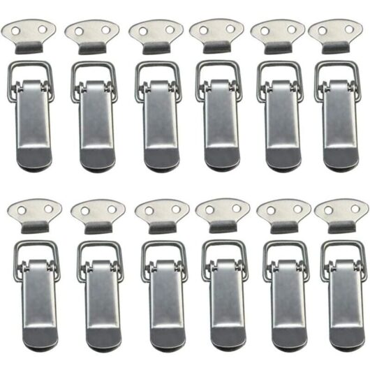 12Pcs Hood Clips, Lever Latches, Spring Loaded Latches, Toggle Latch Spring Clips, Stainless Steel Spring Loaded Latches with Hooks for Cabinets,