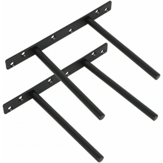 2 Pack Invisible Floating Shelf Bracket Metal Bracket for Wall Mounted Concealed Wood Floating Shelf, Matte Black Finish Stainless Steel-Wall Shelf