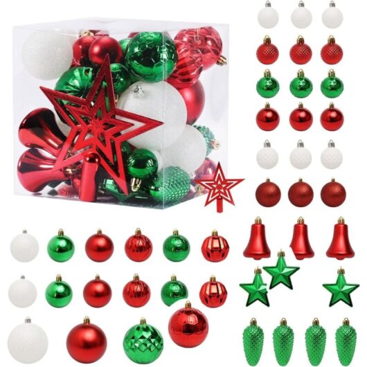 45pcs Christmas Balls, Christmas Indoor Decorations, Red Christmas Balls, White Christmas Balls, Green Christmas Balls, Red and White Christmas Tree