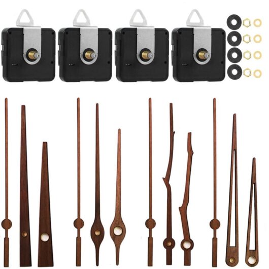 4pcs Quartz Clock Movement, 4pcs Walnut Clock Hands, Clock Accessories for Clock Repair Replacement (for 12 inch Clock) - Csparkv