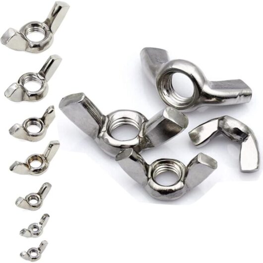 80PCS Wing Nuts Wing Nuts Silver Stainless Steel Wing Nut, M3 M4 M5 M6 M8 M10 M12, for diy Tools