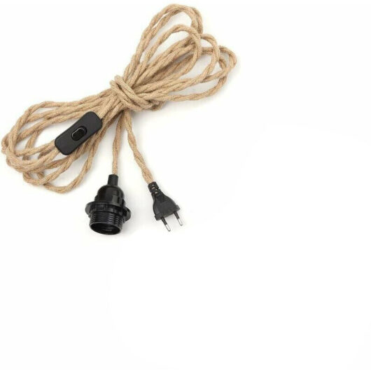 Chandelier Hemp Rope Cable 3m, E27 Socket Switch with Wire Cable Bulb, For diy Pendant Lamp Industrial Pendant Light Chandelier Socket Vintage