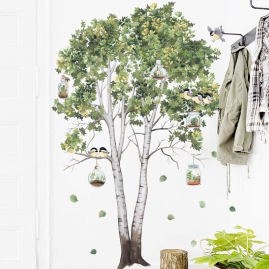 Csparkv - 1 Set Tropical Green Plant Wall Sticker, Removable Tree Wall Decal Murals, diy Art Decor Mural Kitchen Green Decoration Living Room Bedroom