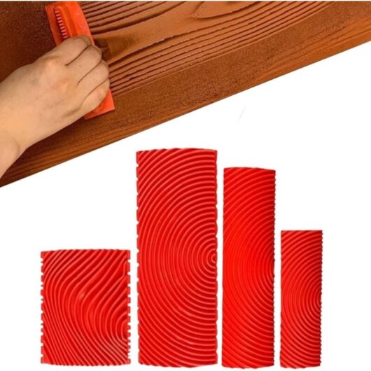 Csparkv - 4pcs Wood Grain Painting Tool Templates,Rubber Wood Grain Tool,Wood Grain Tool,It is used for diy wall and floor is decorated with
