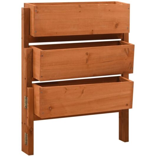 Garden Folding Planter Orange 60x14x75 cm Solid Firwood Vidaxl