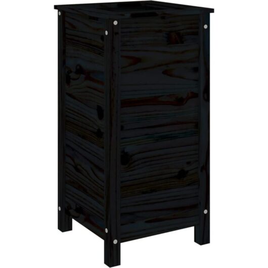 Garden Planter Black 40x40x78 cm Solid Wood Pine Vidaxl