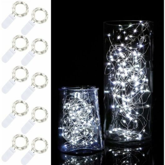 Hoopzi - 10 Pack 2m Fairy Light 20 led Battery Operated Fairy Lights Waterproof Copper Wire Starry Strings for diy Christmas Wedding Party Decoration