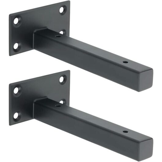 Industrial Shelf Bracket Stainless Steel Wall Mounted Shelf Bracket Metal Bracket for Floating Board Concealed Bracket Matte Black, 2Pcs, EJT150B-2P