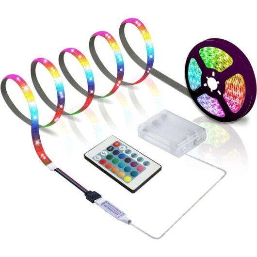 LED Strip Light With 24 Keys Remote Control, 2m Battery Powered Light Strips For Party And DIY Decoration