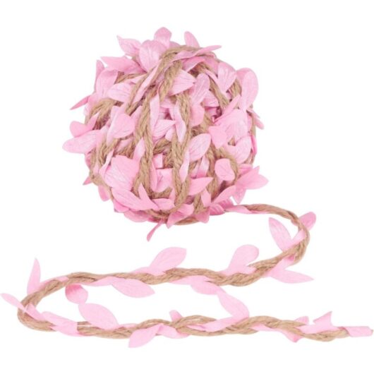 Linghhang - 10M Natural Jute Rope (Pink) Hemp Hand Twine Burlap Leaves Leaf Trim Ribbon, Decorated with Vine for diy Crafts Party Wedding Decoration