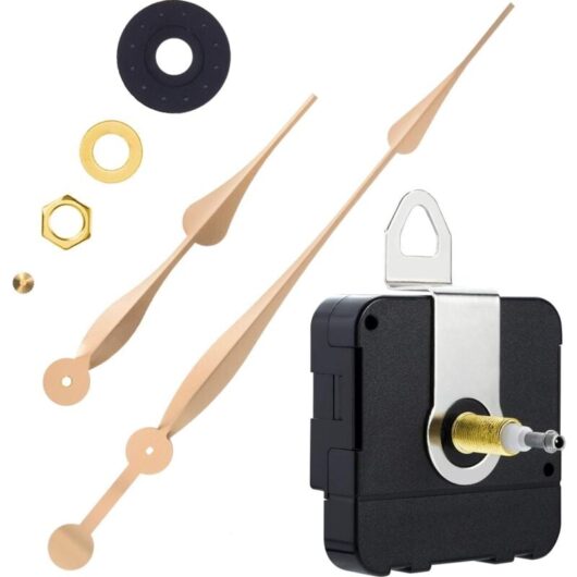 Linghhang - High Torque Long Shaft Clock Movement Mechanism with 12 Inch Long Flat Hands (Gold)