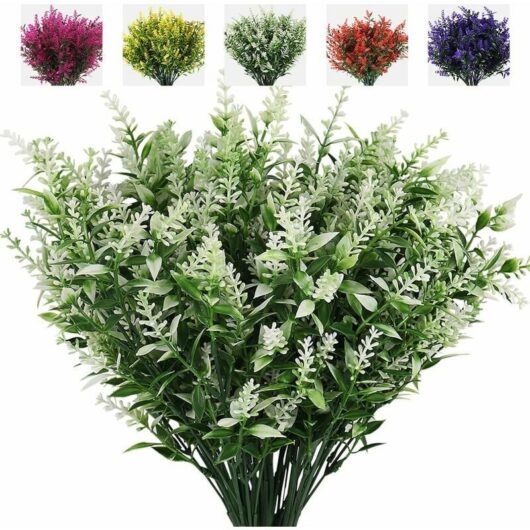 Ousudela - Artificial Lavender Plant, 8 Bunches Outdoor Anti-Ultraviolet Green Leaf Fake Shrubs Simulation Plants Indoor and Outdoor Hanging Flower