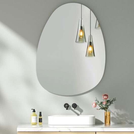 S'AFIELINA Asymmetrical Wall Mirror 85 x 50cm, Decorative Wall Mirror for Home, Irregular Round Mirror for Washroom Bedroom Living Room Hallway