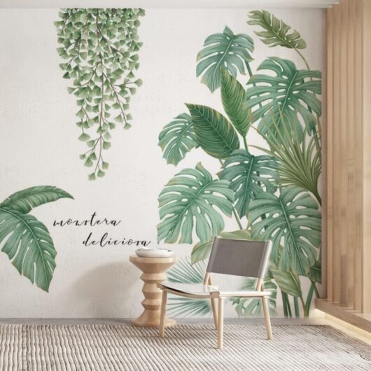 Tropical plant leaf palm stickers, foliage stickers, vine leaves wall sticker, tropical plant wall sticker, suitable for bedroom, living room,