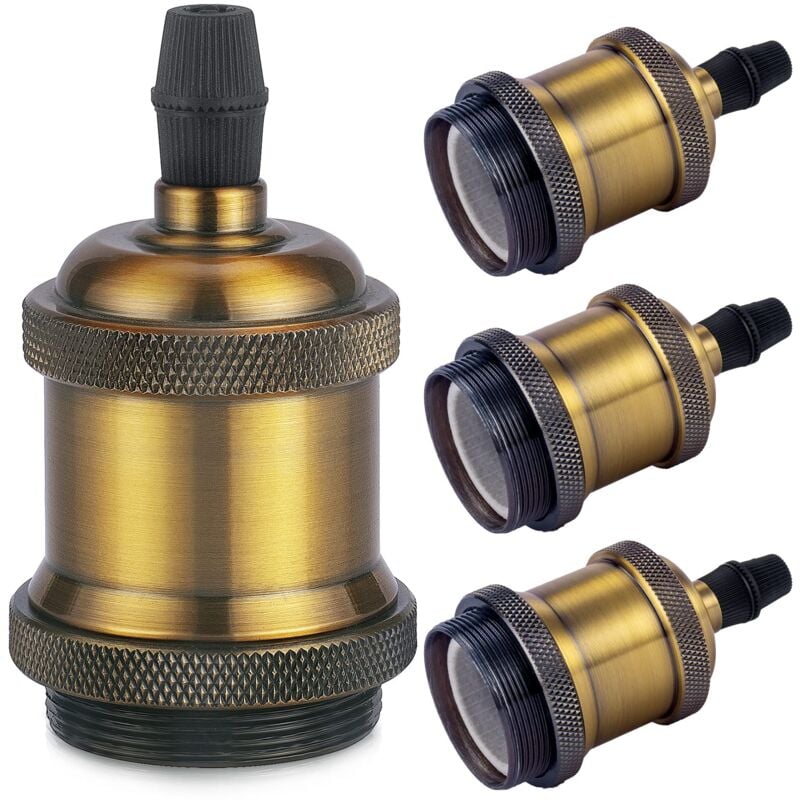 Vintage E27 Lamp Socket-Edison Retro Pendant Lamp-Solid Ceramic Adapter-4 Pieces Brass Vintage Socket