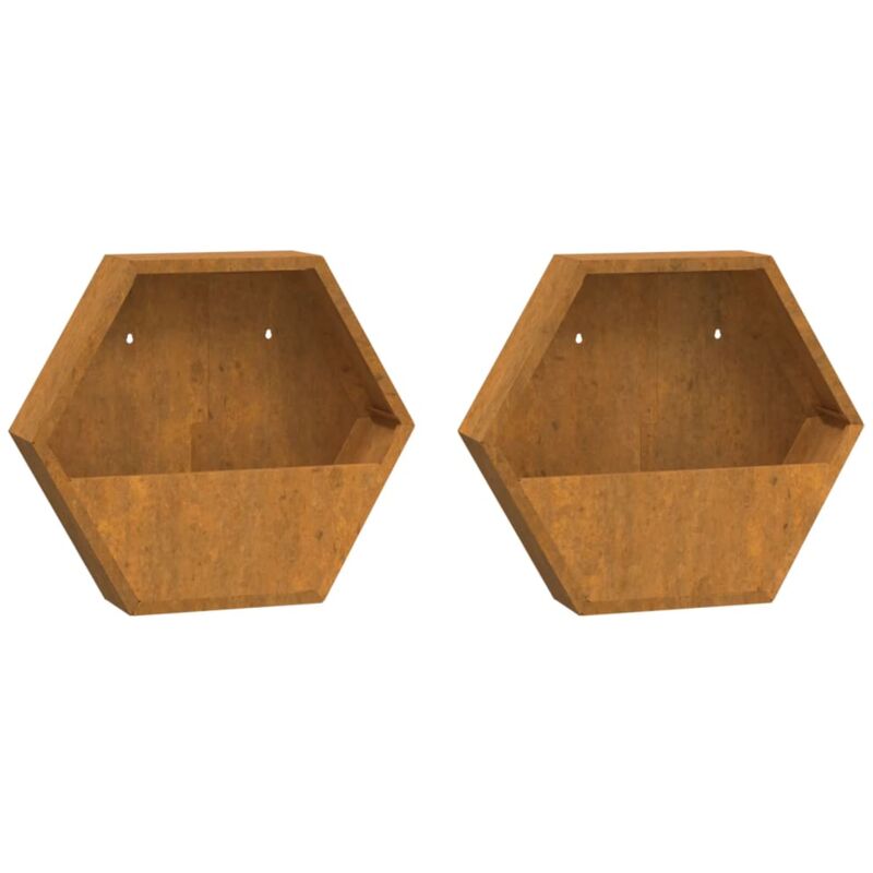 Wall Planters 2 pcs Rusty Corten Steel 46x10x40 cm Vidaxl