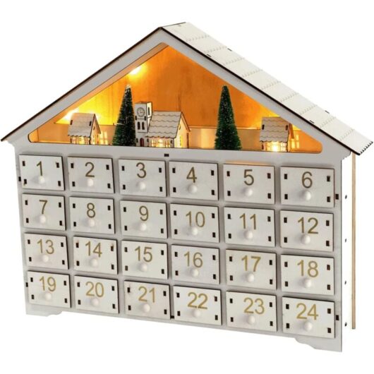Wooden Advent Calendar, Reusable Empty Advent Calendar, diy Christmas Calendar with 24 Drawers, Unique led Christmas Ornaments for Christmas