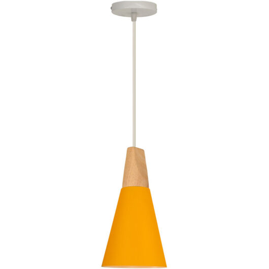 Wottes - Modern Simple Ceiling Hanging Light Metal Wooden Chandelier Lampshade Adjustable diy Pendant Lamp Dark Yellow