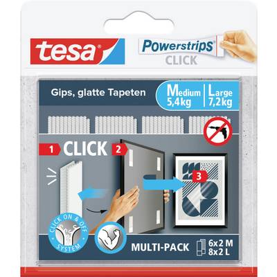 tesa Powerstrips CLICK 6x 2 Medium, 8x 2 Large Content: 14 Pair