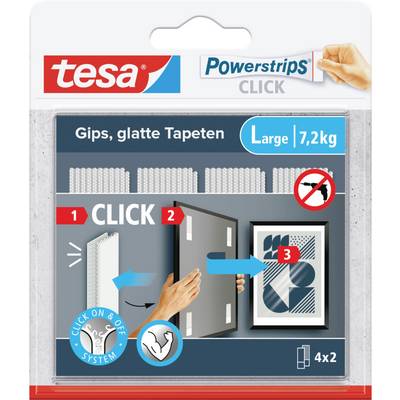 tesa Powerstrips CLICK Large 4x 2 pieces (L x W) 85 mm x 20 mm Content: 4 Pair